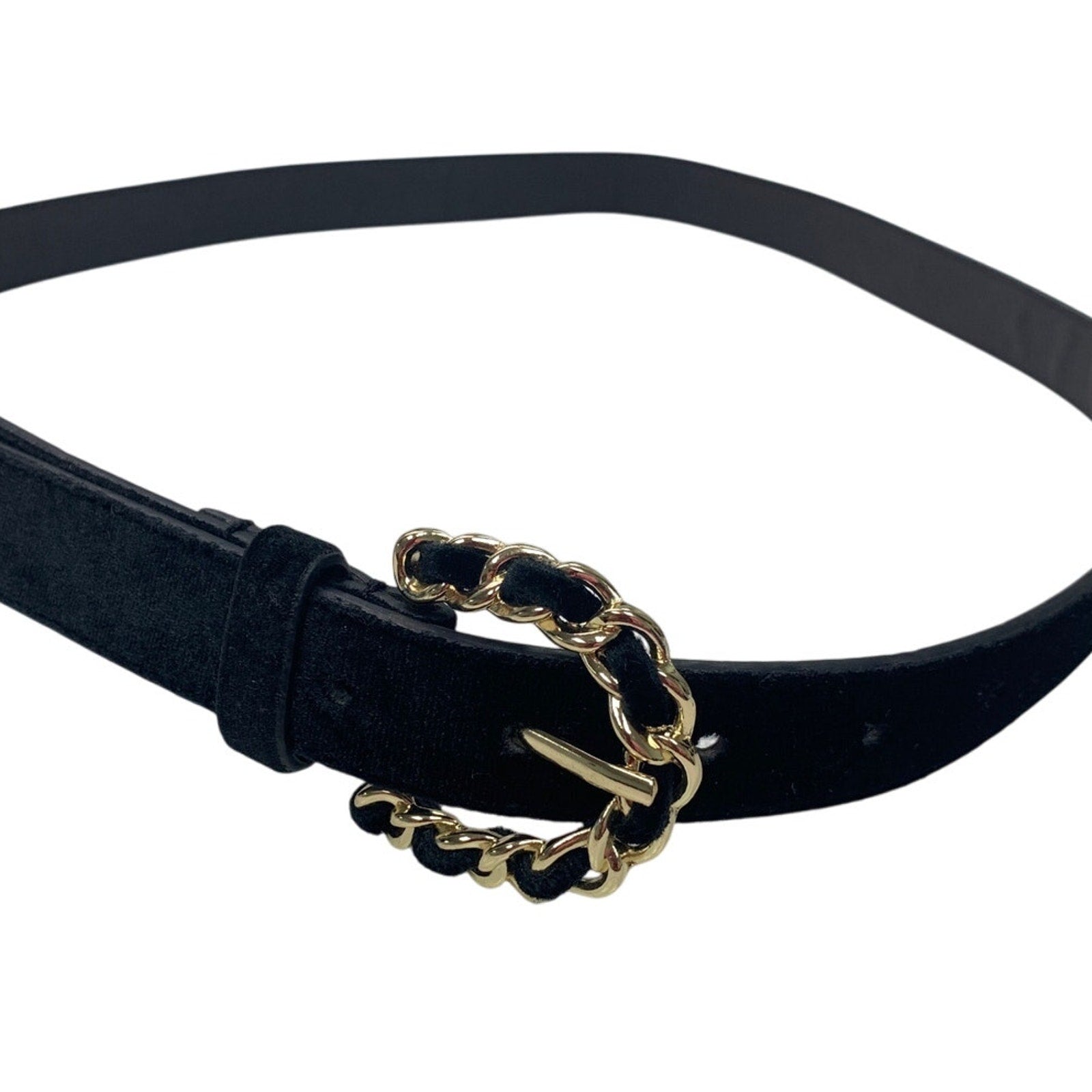New A New Day Womens Large Black Velvet Bonded Leather Fancy Fashion Belt