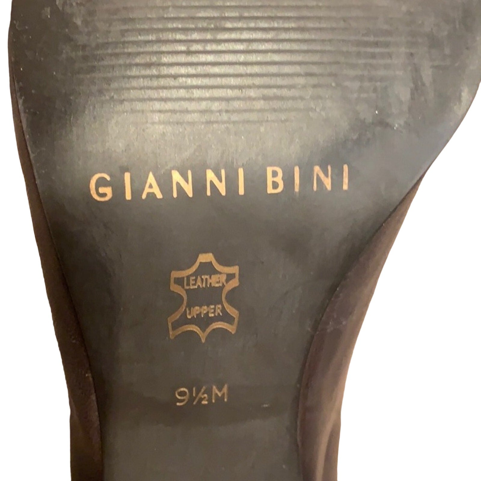 Gianni Bini US 9.5 Chocolate Brown Tied Bow Peep Toe Leather 3.5" Heels Pumps