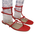 New American Eagle Womens US Size 8 Red Ankle Wrap Red Faux Leather Sandals