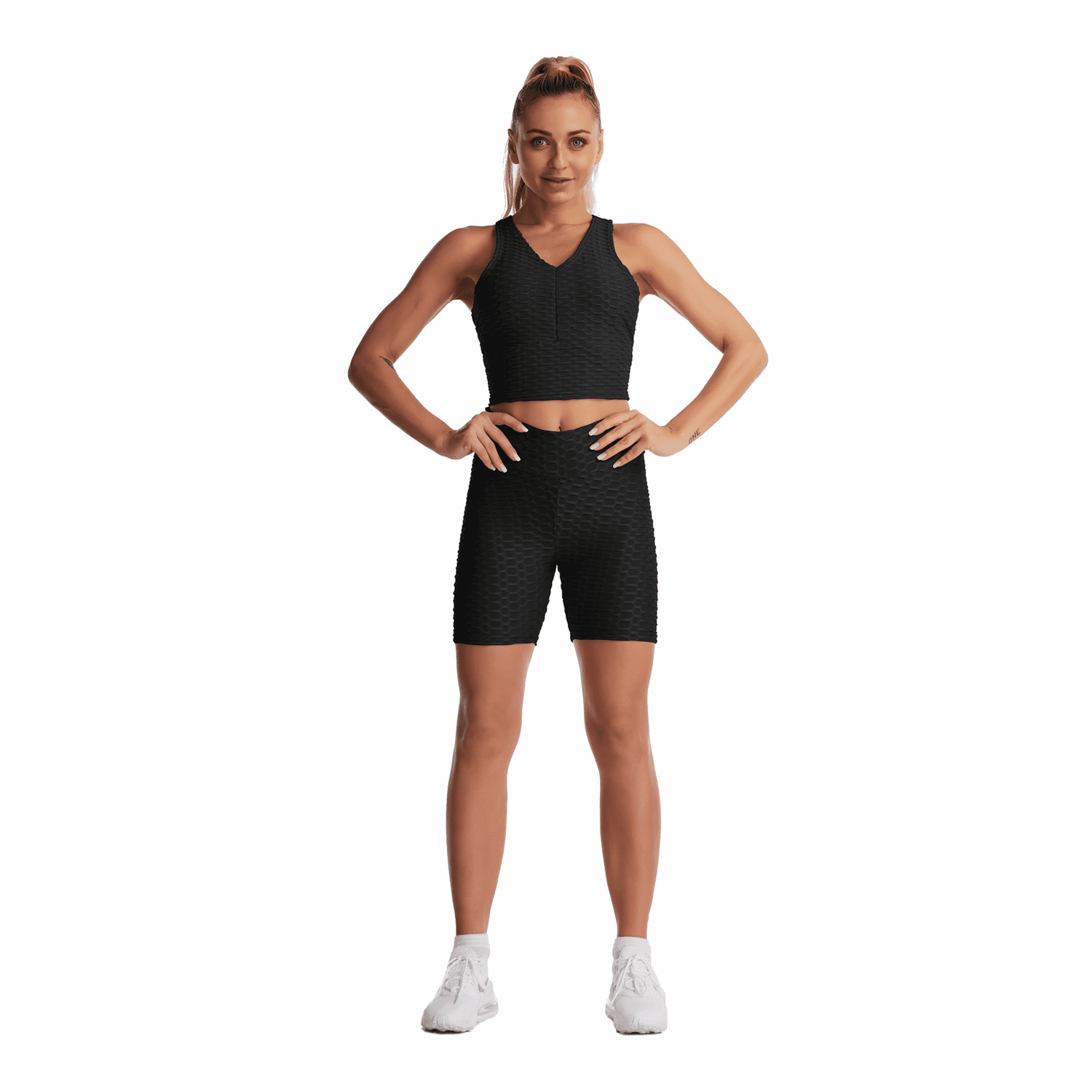 Gym Black Biker Shorts Bubble NO Pockets - Ready to Ship