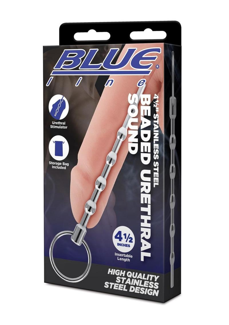 Blue Line Beaded Urethral Sound 4.5in - Stainless