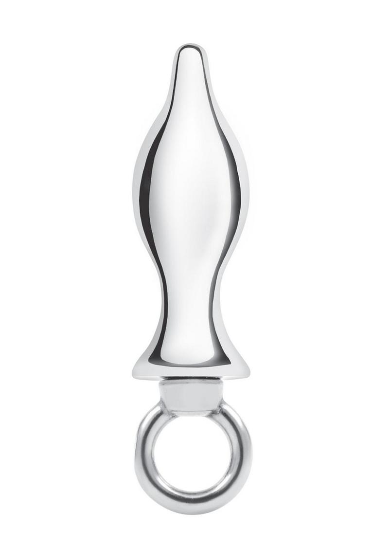 Blue Line Metal Tapered Butt Plug with Loop Hardware 2.5in - Stainless