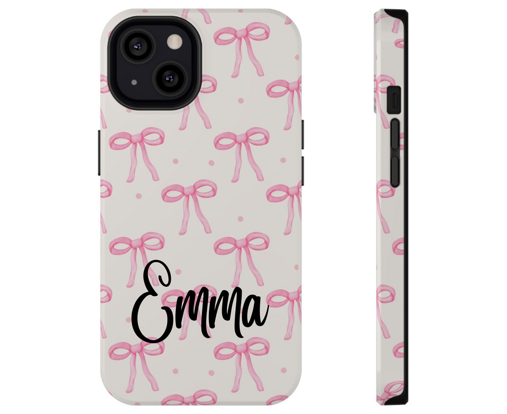 Customizable: Cute Pink Bow Impact-Resistant Phone Case