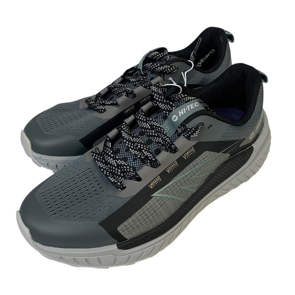 New In Box Hi-Tec Mens Size 9.5 Black Gray Mesh Lace Up Athletic Tennis Shoes