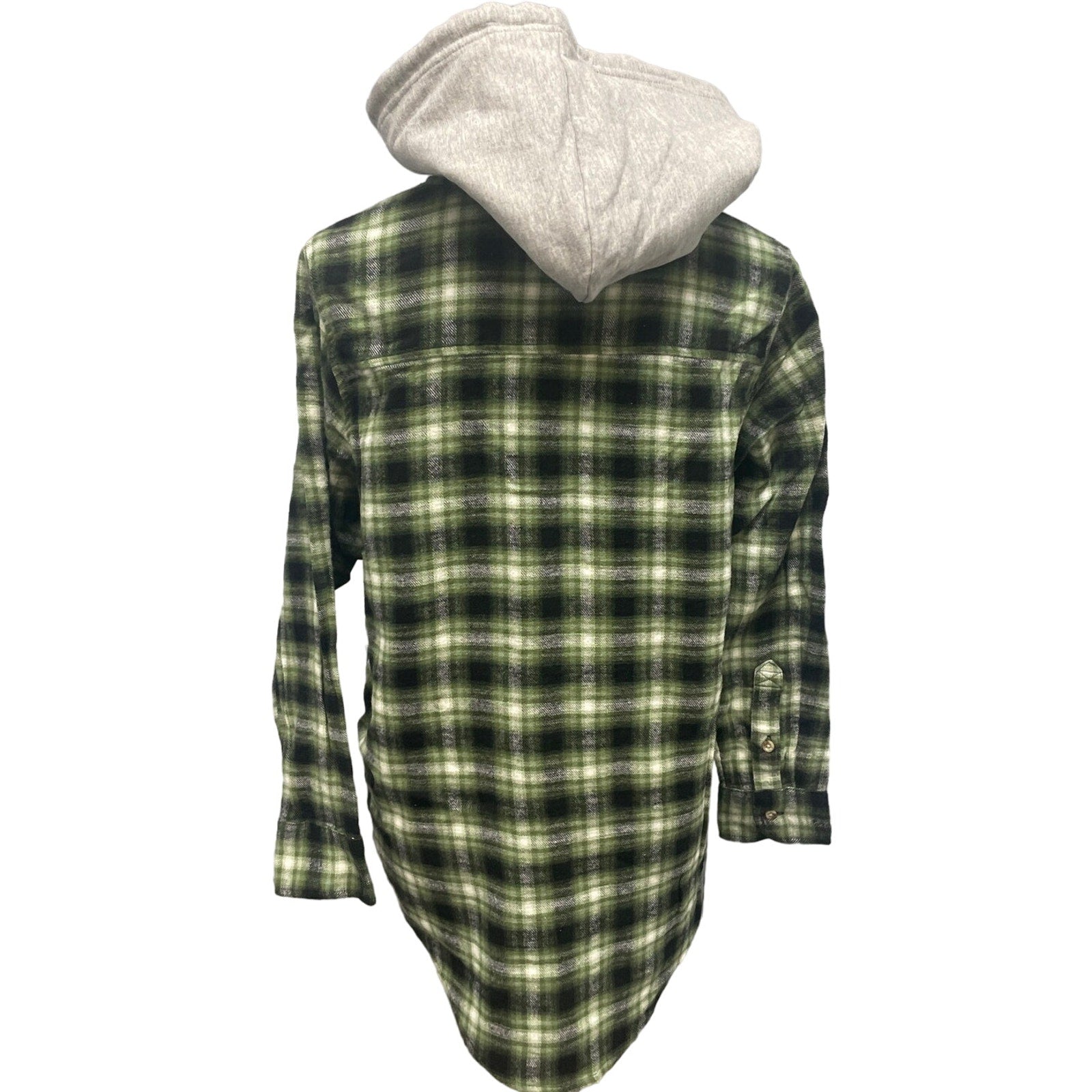 New Time and Tru Womens XXL Long Sleeve Plaid Flannel Cotton Blend Hoodie