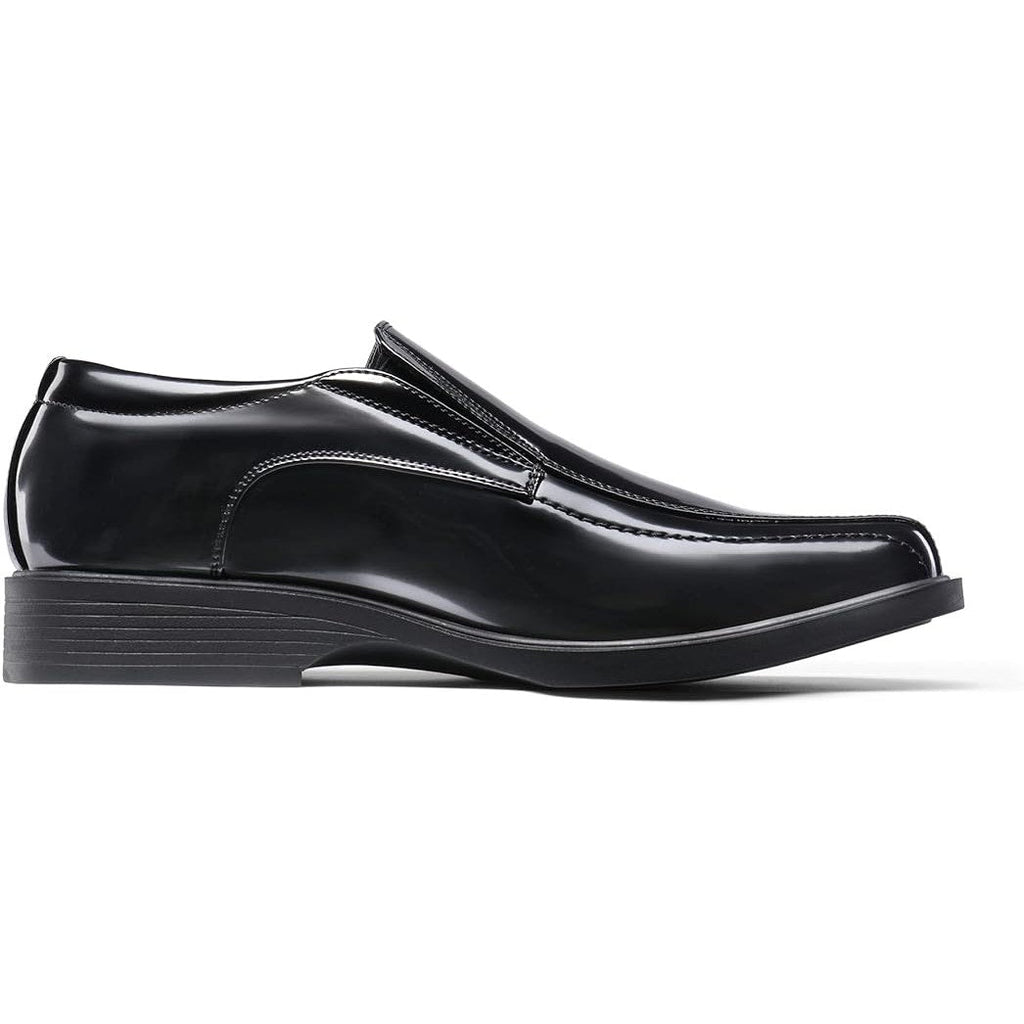 New Bruno Marc Mens Size 8 Shiny Black Square Toe Dress Loafers Formal Shoes