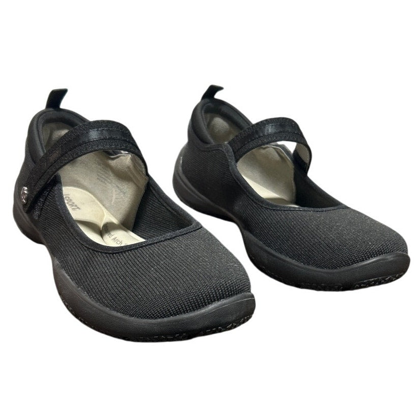 JSport Womens Size 7.5 Black Fabric Hook Loop Closure Melody Mary Jane Shoes
