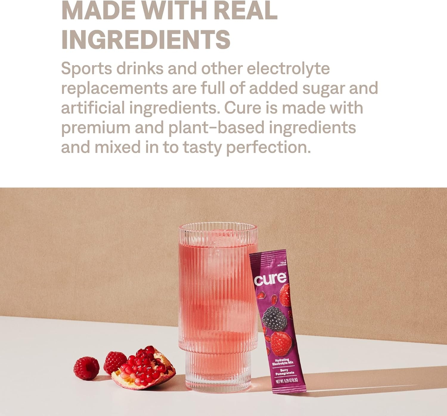 | Plant-Based Electrolyte Drink Mix | No Added Sugar | FSA-HSA | Dehydration Relief Powder Made with Coconut Water | Non-Gmo | Vegan | Box of 8 Packets - Berry Pomegranate