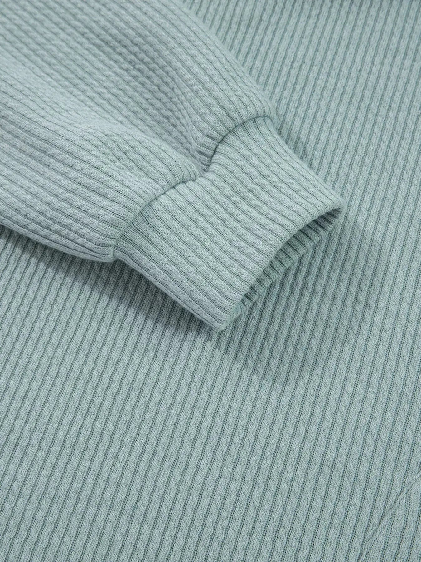 Ribbed Knit Drop Shoulder Hoodie