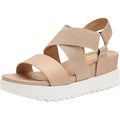 Dream Pairs Womens Size 11 Tan White Elastic Ankle Strap 2.5" Platform Sandals