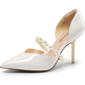 Dream Pairs Womens Size 9 White Pearl Pointy Toe Foot Strap 4" Heel Pumps Shoes