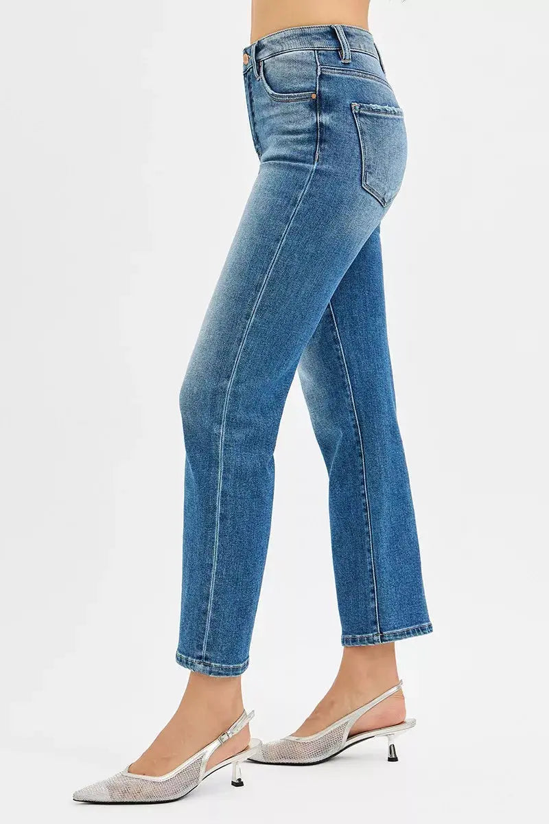 RISEN Jeans - Tummy Control High Rise Crop Straight Jeans