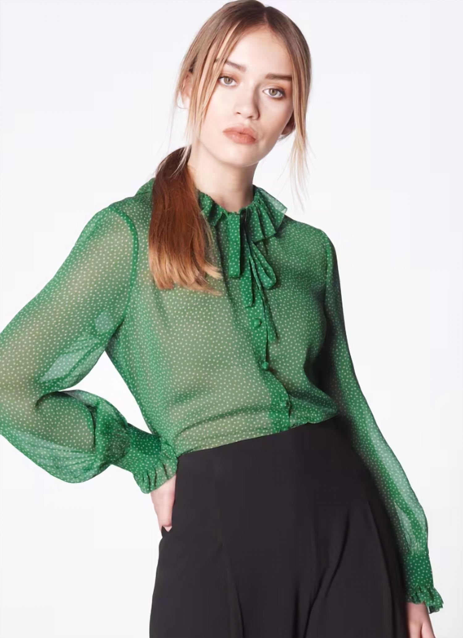 Eliza Spot Print Frill Collar Blouse