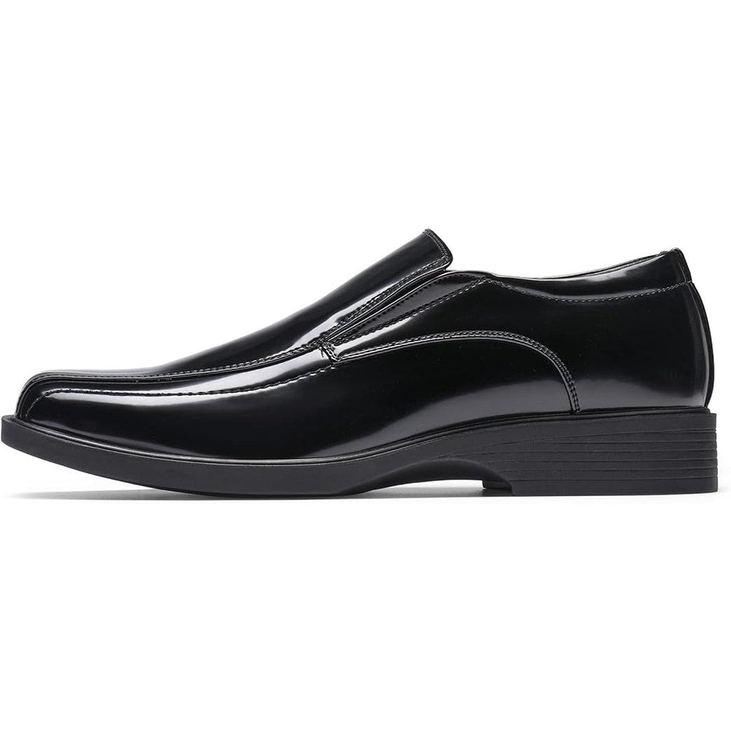 New Bruno Marc Mens Size 8 Shiny Black Square Toe Dress Loafers Formal Shoes