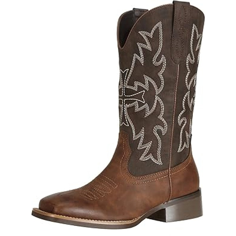 J's.o.l.e Womens Size 6 Brown Faux Leather 1.5" Heel Wide Calf Cowboy Boots