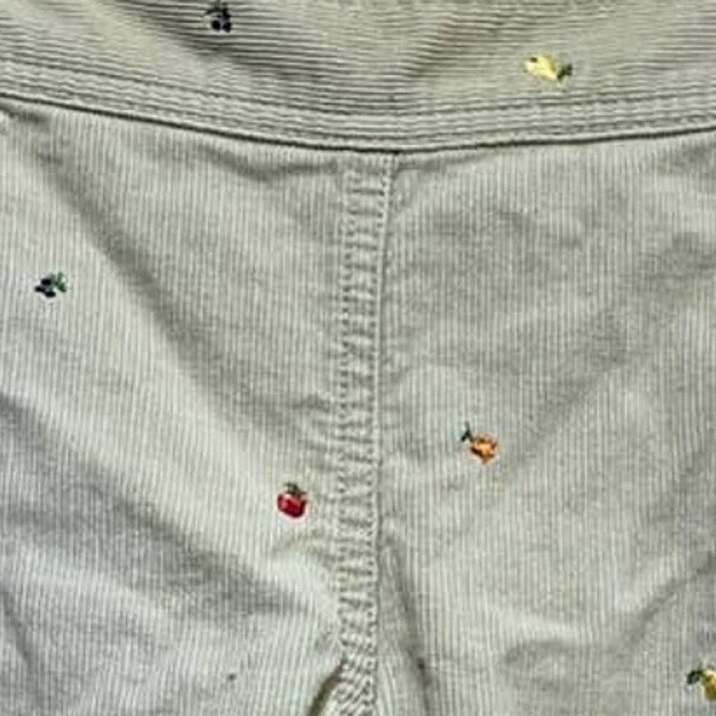 Gymboree XL Girls Long Embroidered Fruit Khaki Tan Corduroy Pants w Belt Loops