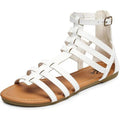 New Trary Womens Size 10 White Faux Leather Gladiator Strap Flat Sandal Shoes