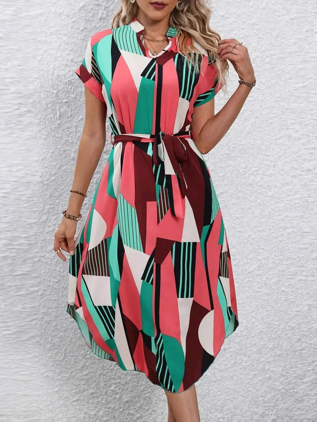 Stylish Tie Waist : Short Sleeve Dress