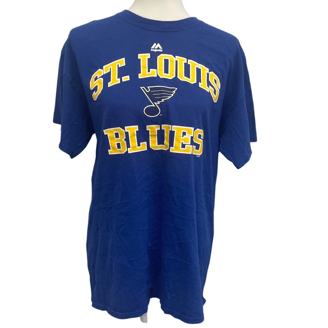 Majestic Mens Large St Louis Blues Hockey Short Sleeve Crew Neck Tee Shirt