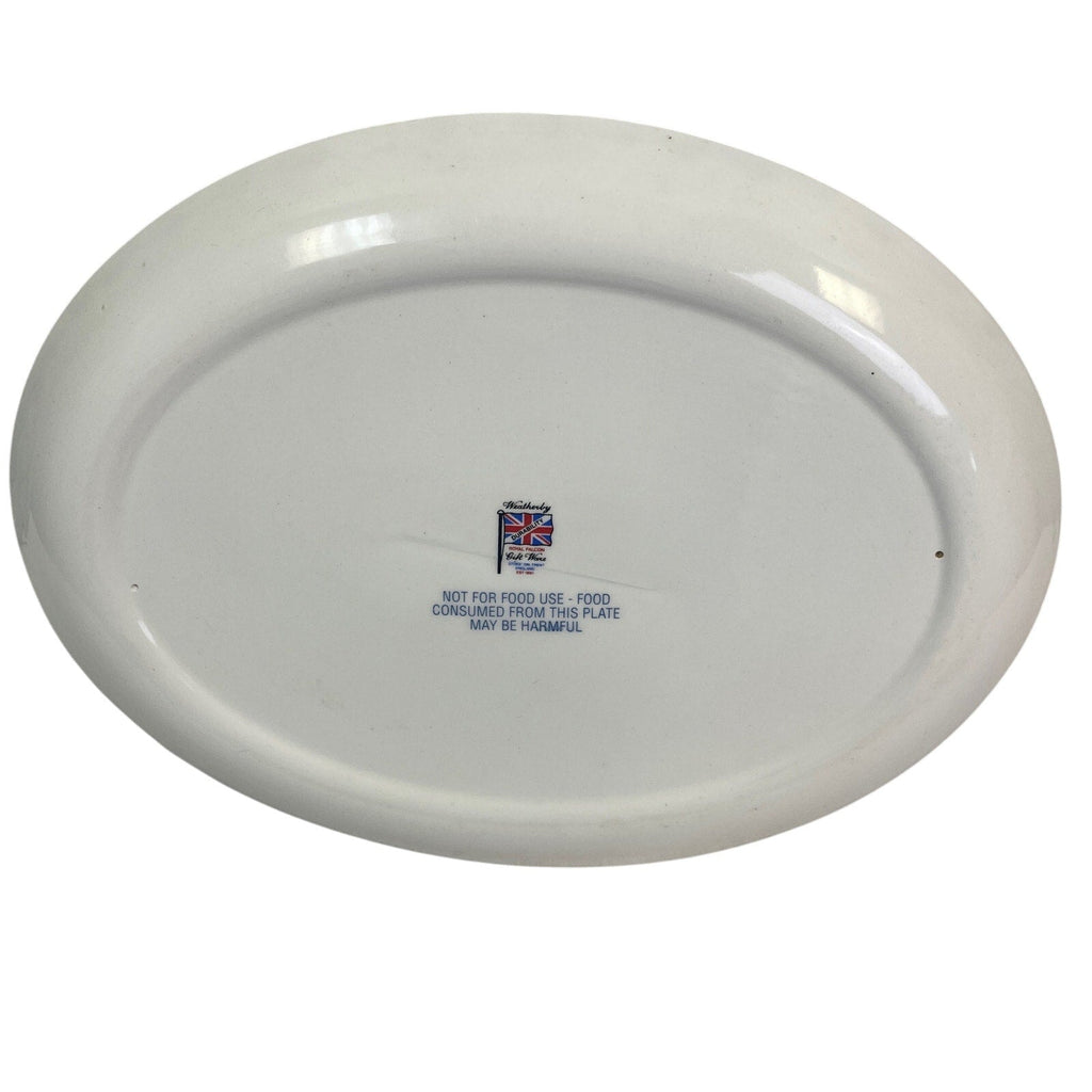 Vintage Weatherby Royal Falcon Plum Flower Butterfly Oval Ceramic Serving Plate