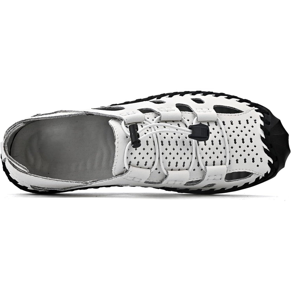 Dzujy Mens Size 14 White Sandals Drawstring Lace Round Toe Water Shoes