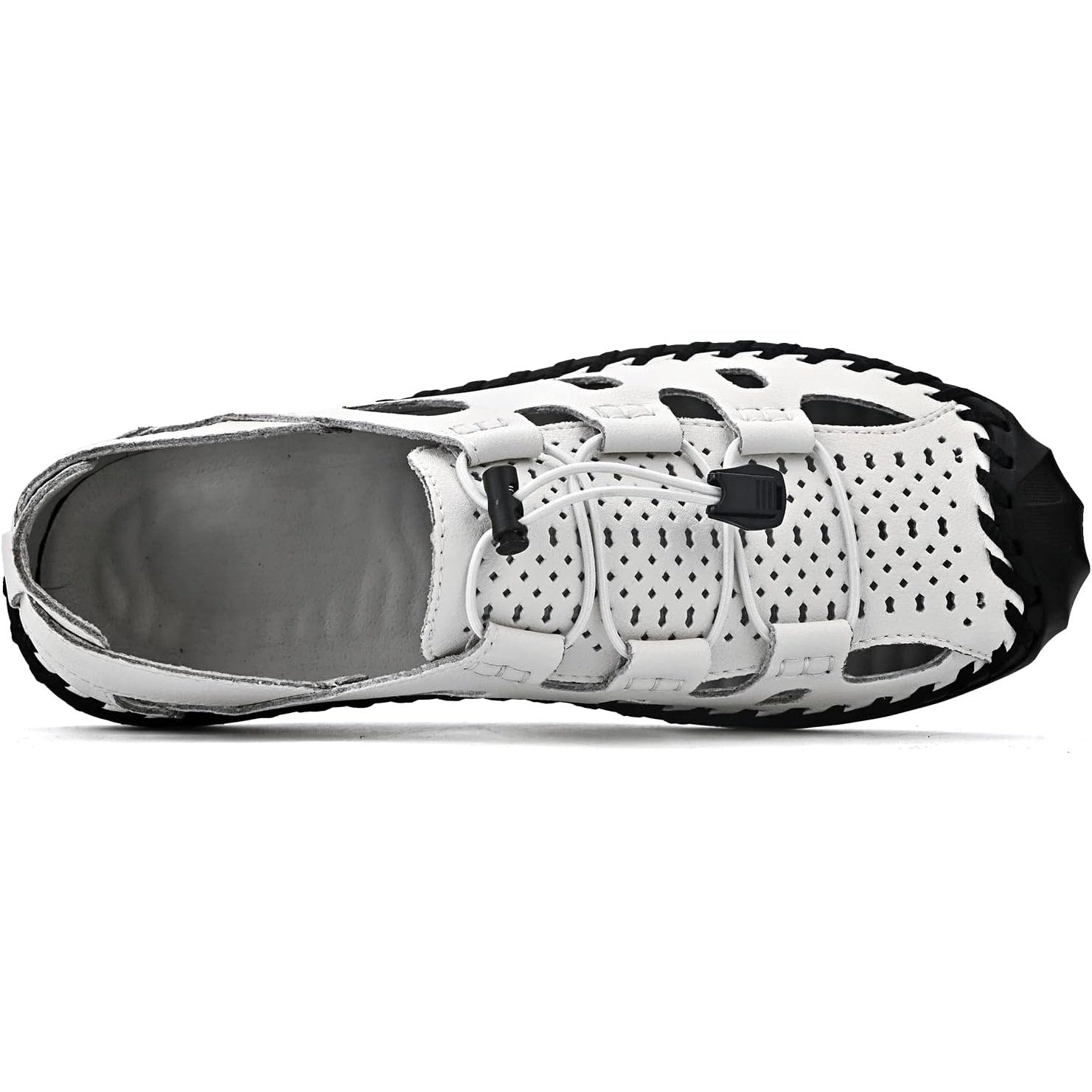 Dzujy Mens Size 14 White Sandals Drawstring Lace Round Toe Water Shoes