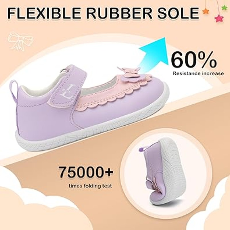 L-Run Toddler Girls 7.5 Mary Jane Hook & Loop Close Wide Toe Non Slip Shoes