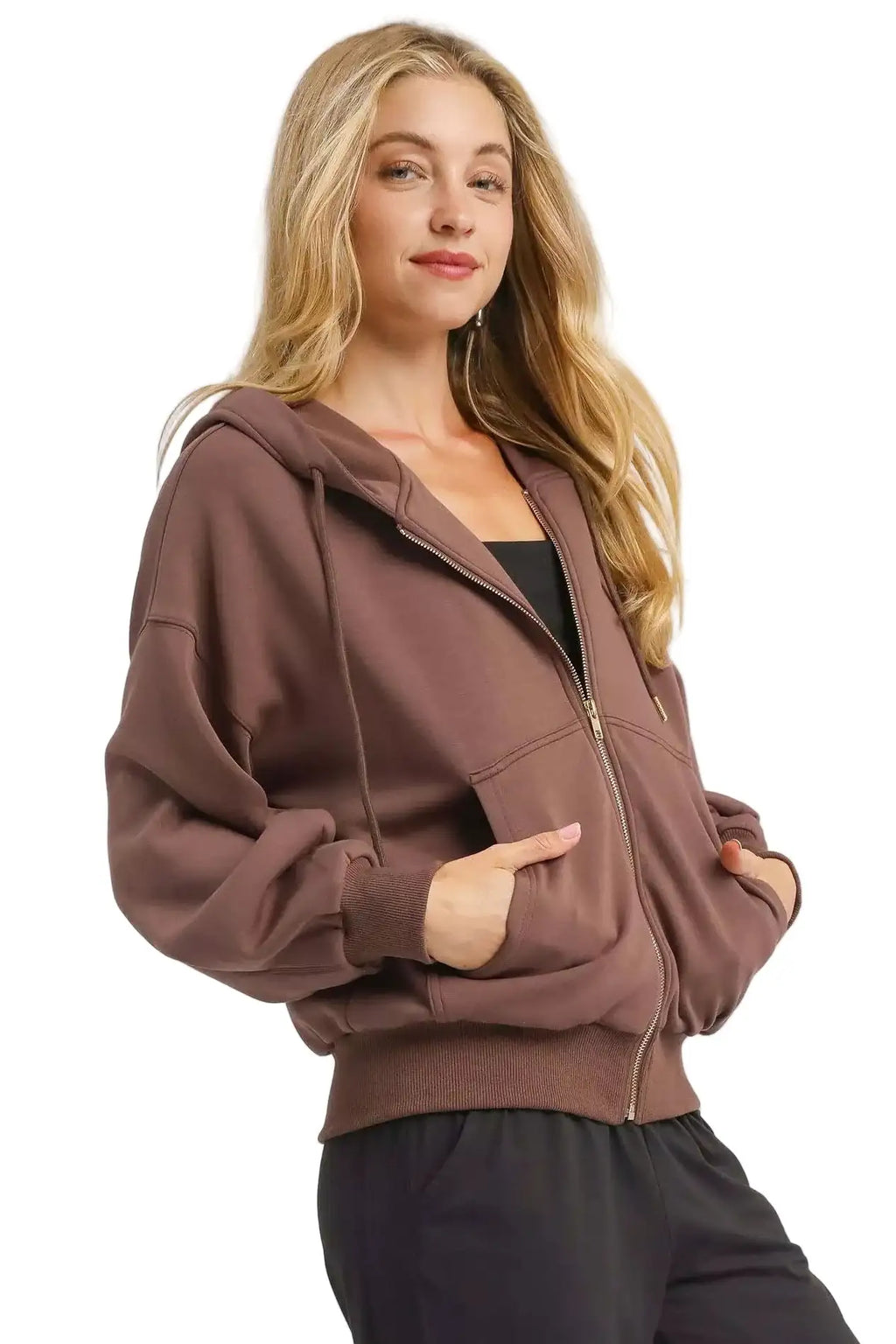 Umgee Zip-Up Fleece Hooded Jacket