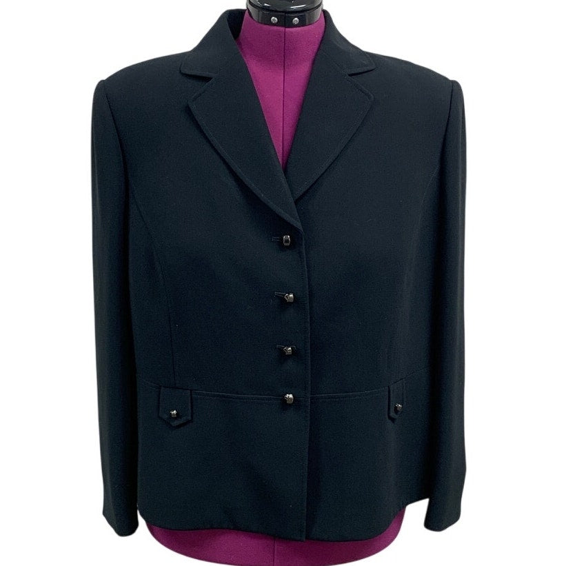 Tahari Arther S Levine Womens 20 Black Long Sleeve Collared Button Up Blazer