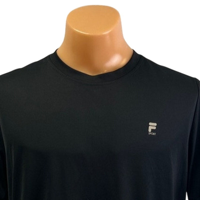 Fila Sport Mens Large Black 100% Polyester Long Sleeve Crew Neck Tee Shirt