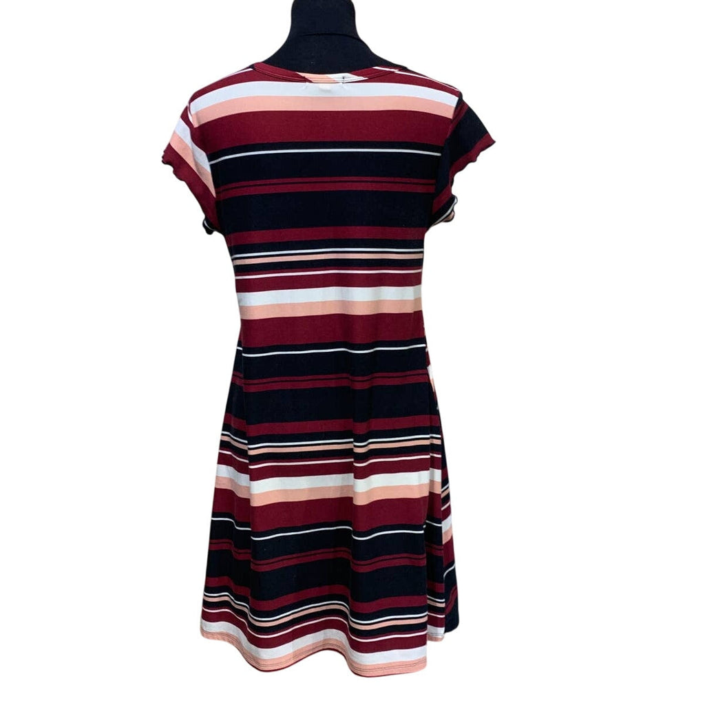 Ultra Flirt Large Super Soft Short Sleeve Stripe Stretchy Midi Lightweight Dress