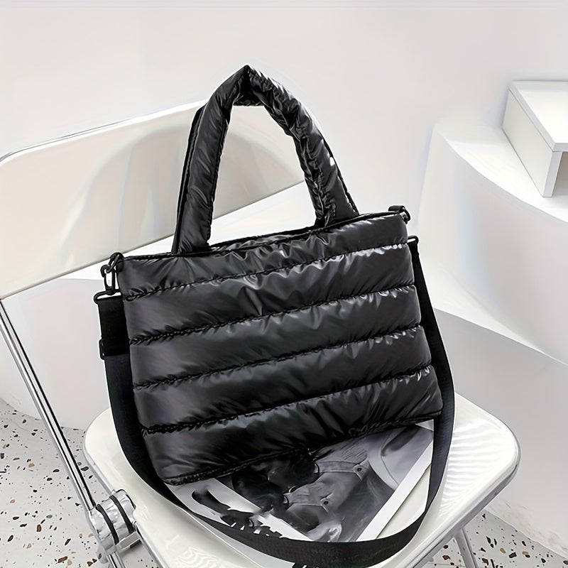Large Capacity Quilted Crossbody Bag with Multi-Tiered Pockets