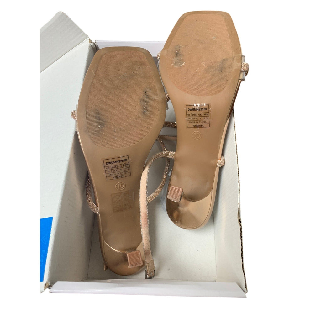 Dream Pairs Womens Size 10 Champagne Shiny Bow Open Toe Clear Strap 3.5" Heels