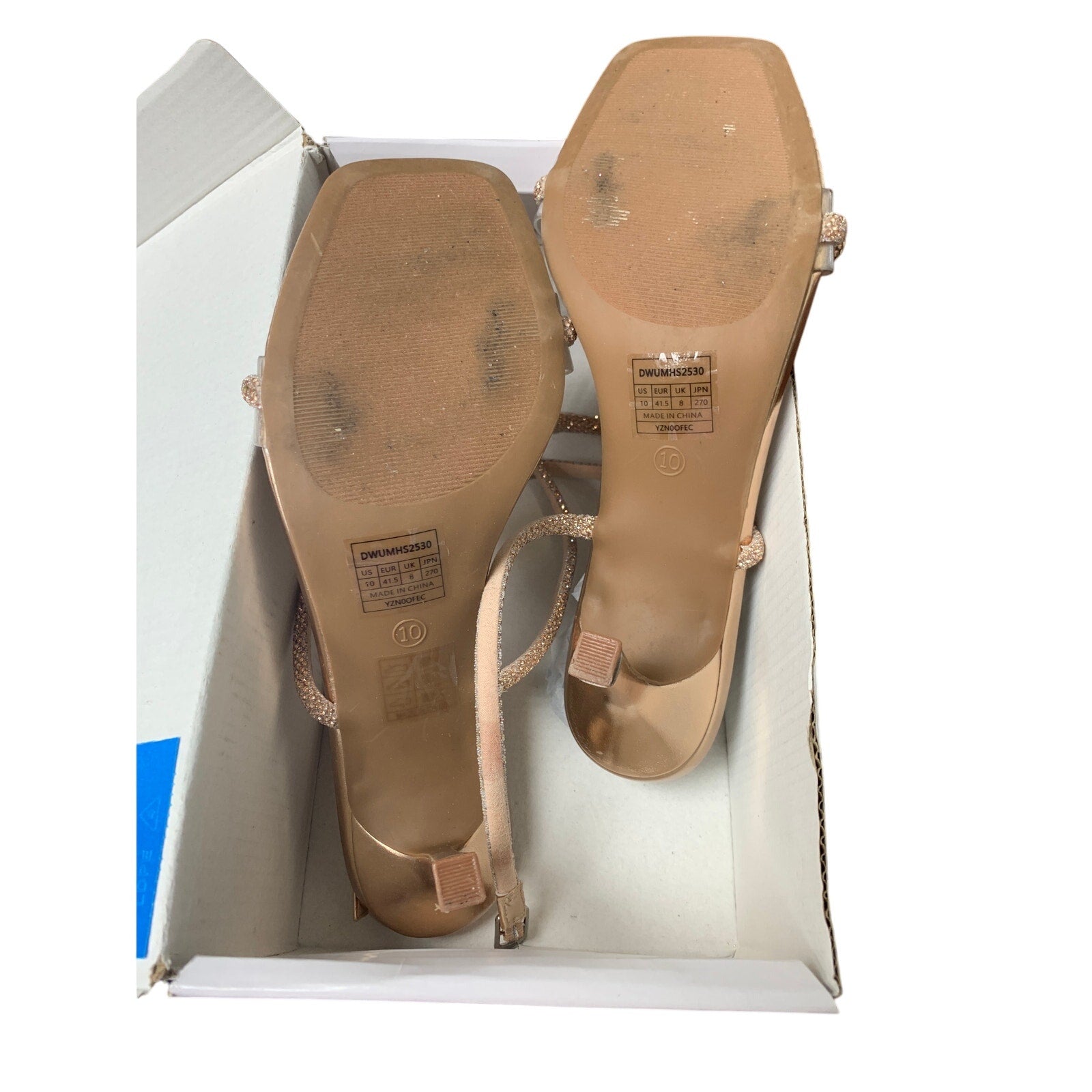 Dream Pairs Womens Size 10 Champagne Shiny Bow Open Toe Clear Strap 3.5" Heels