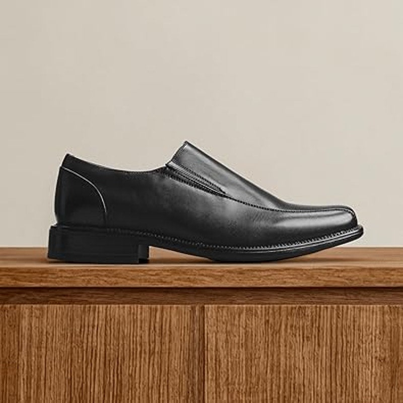 Bruno Marc Mens Size 7 Shiny Black Square Toe Dress Loafers Formal Shoes