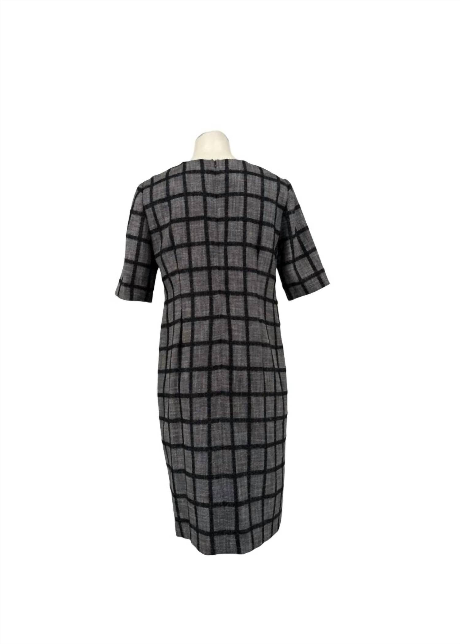 Women's Short Sleeve Check Midi Dress