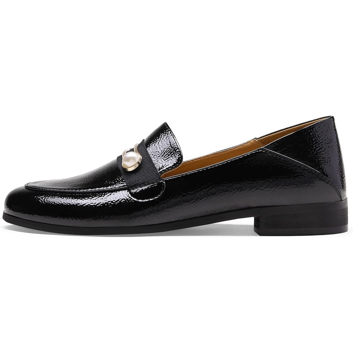 Dream Pairs Womens 8.5 Pearl Accent Shiny Faux Leather Slide On Loafer Shoes