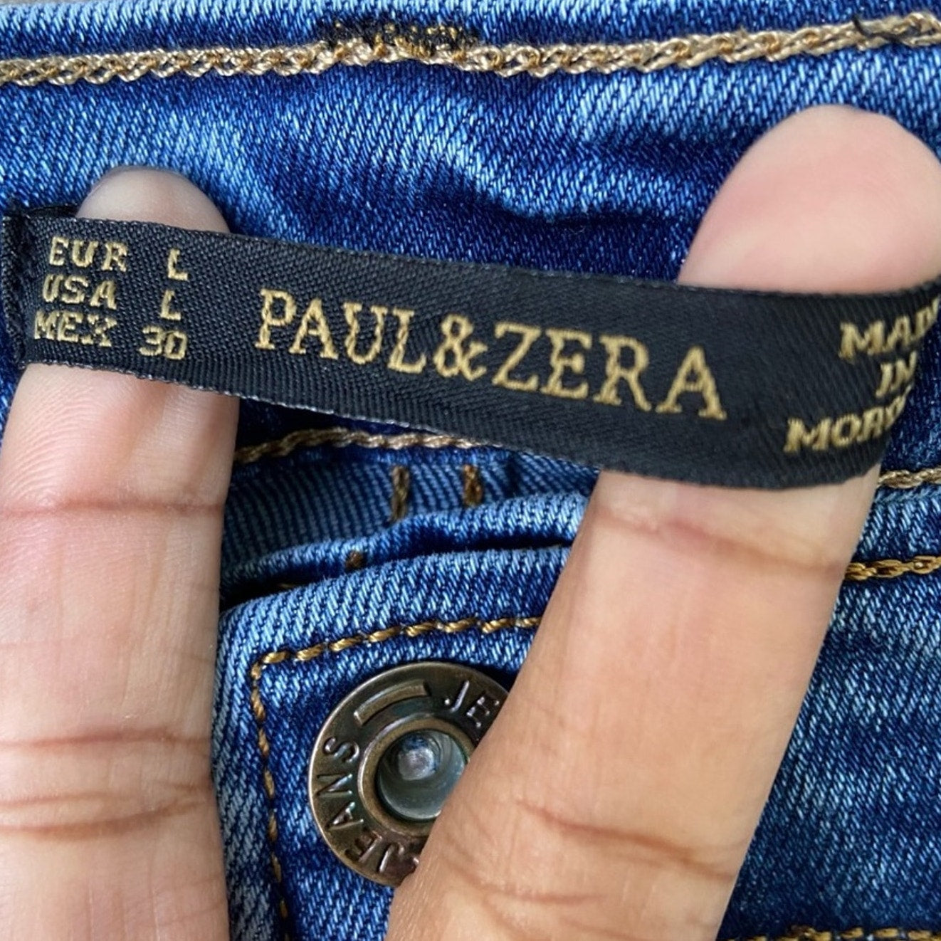 Paul & Zera Womens Large (8) Boho Hummingbird Floral Patches Denim Blue Jeans