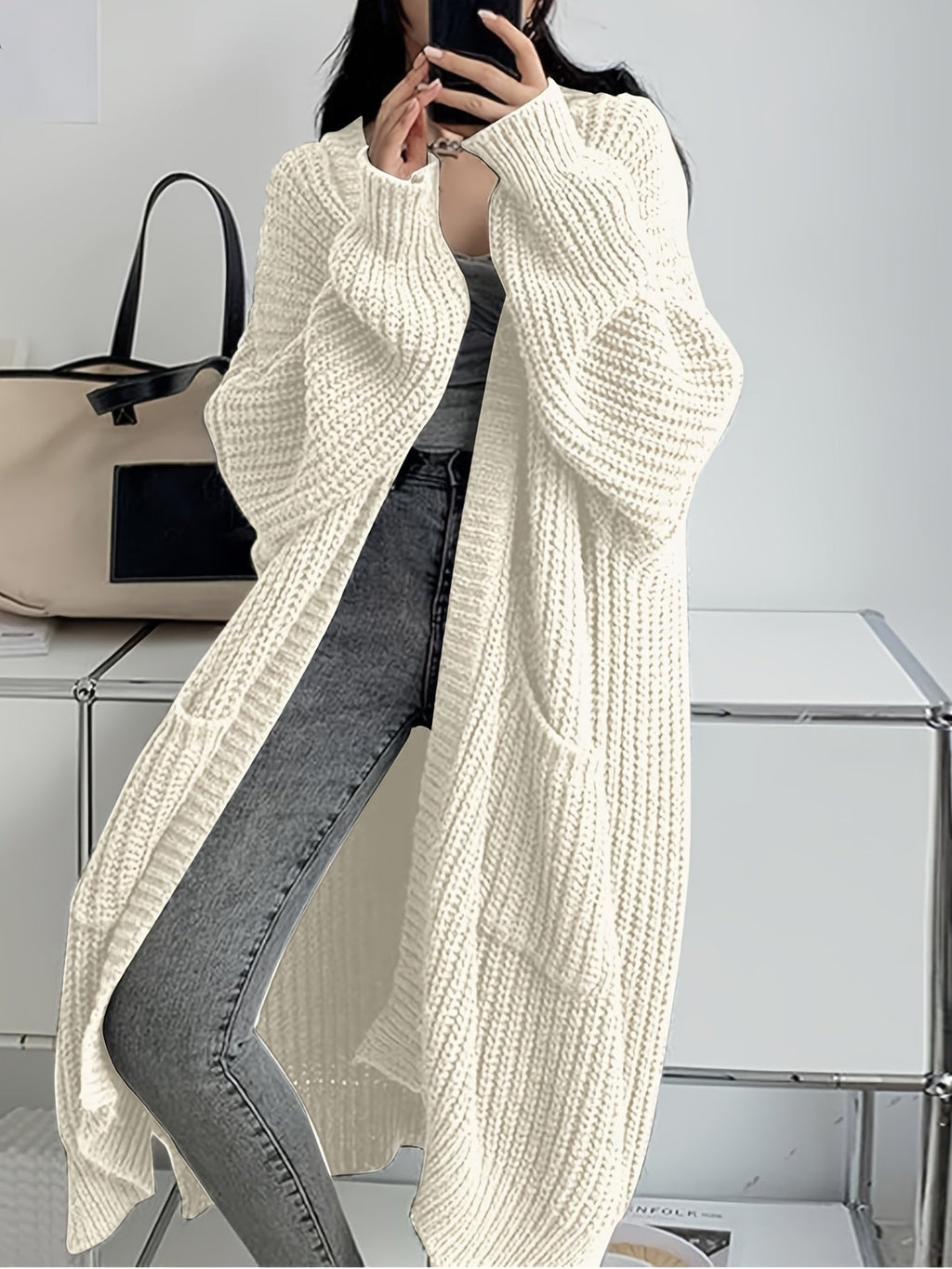 Women's Fashion Casual Temperament Long Over Knee Cardigan