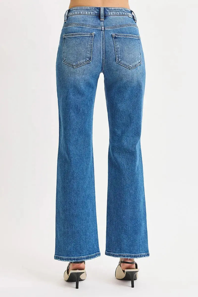 Plus Size High Rise Ankle Straight Distressed RISEN Jeans