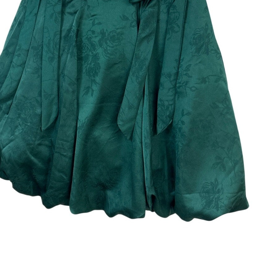 New Francescas Womens XS Emerald Green Jacquard Strappy Mini Bubble Dress