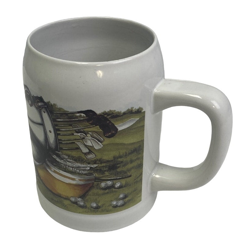 Vintage Old-Fashioned Golf Ball Club Shoes 20oz Ceramic Stein Coffee Mug