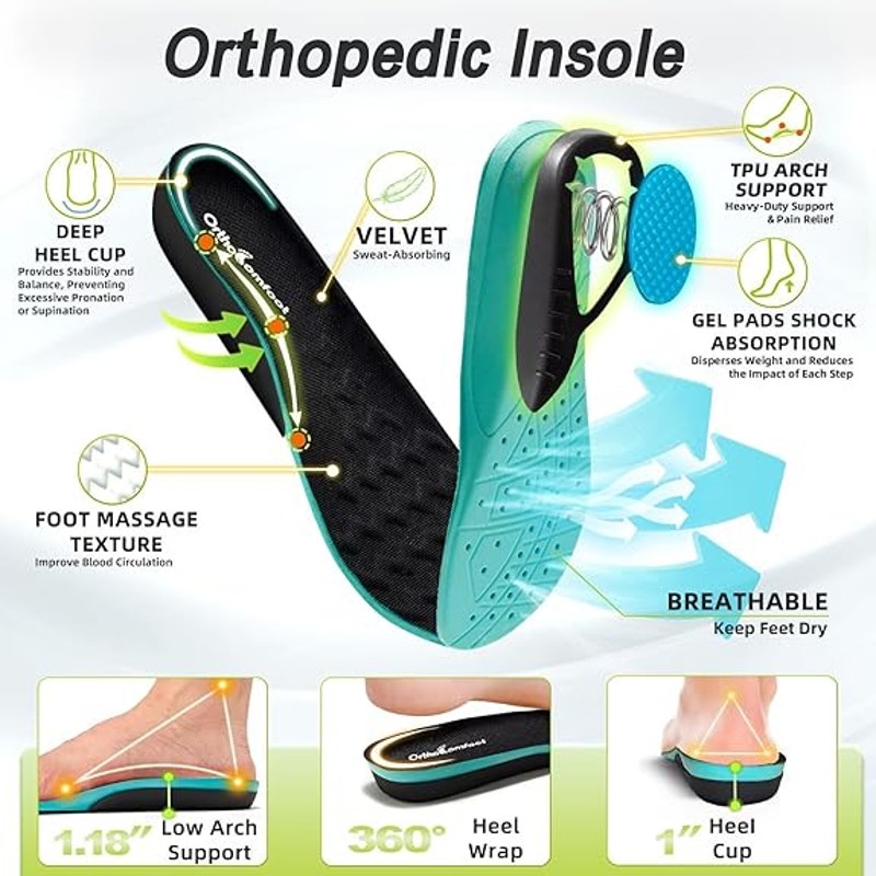 OrthoComfoot Womens Size 11 Black Lace Up Orthopedic Wide Toe Box Athletic Shoes