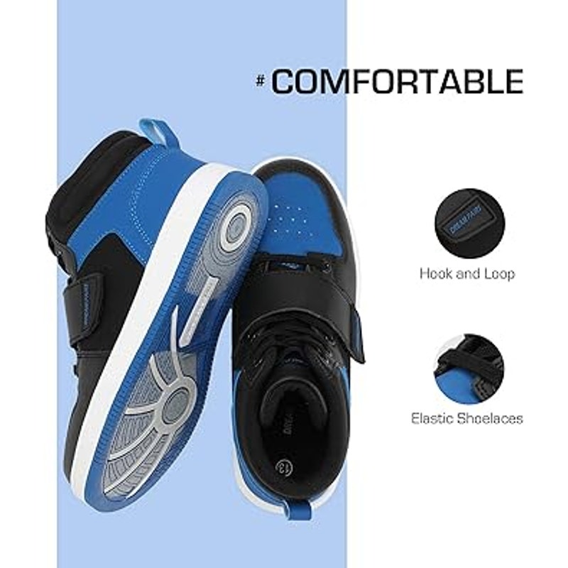 Dream Pairs Boys Size 2 Blue Black Hook Loop High Top Sneaker Athletic Shoes