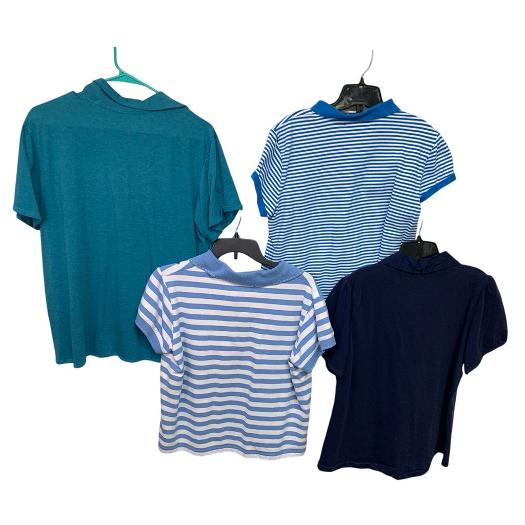 Lot of 4 Lee Liz Claiborne Womens XL Short Sleeve V-Neck Collared Polo Shirts