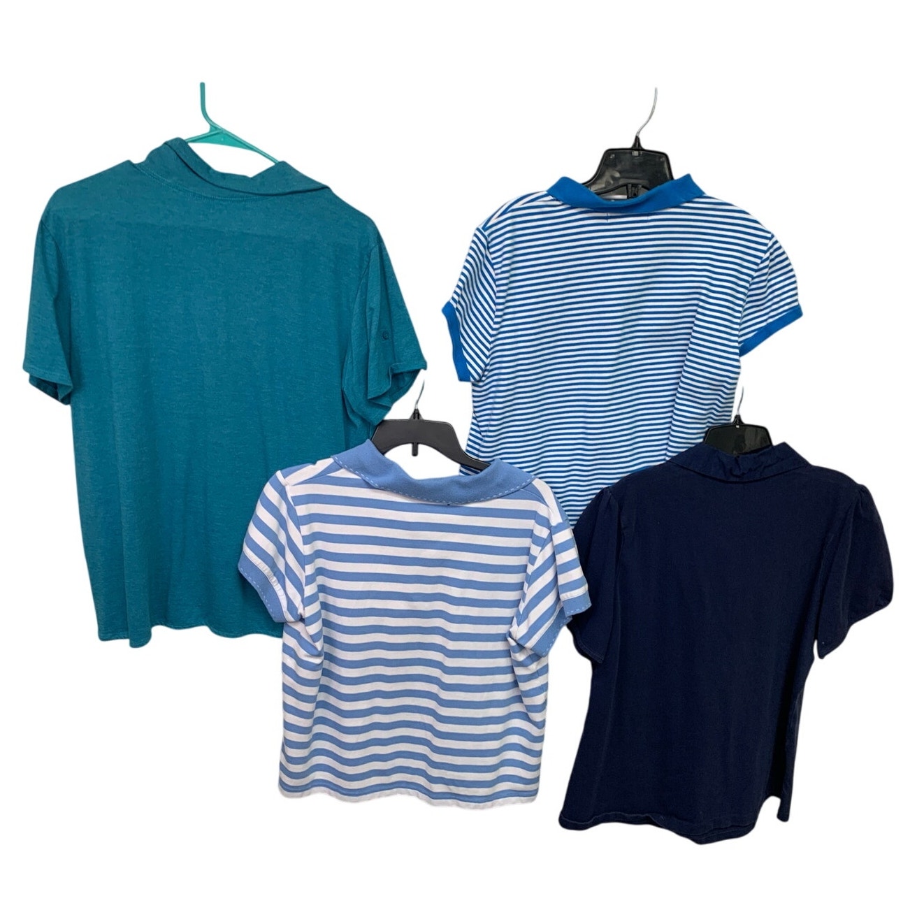 Lot of 4 Lee Liz Claiborne Womens XL Short Sleeve V-Neck Collared Polo Shirts