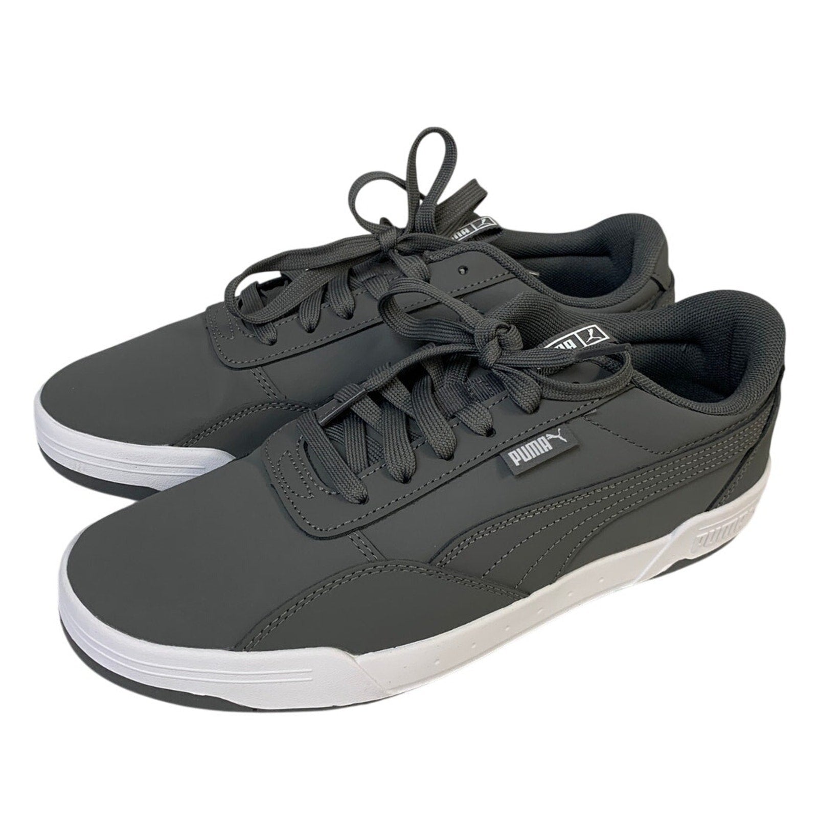 New In Box PUMA Mens Size 8.5 Gray Faux Leather SoftFoam+ Skate Sneaker Shoes