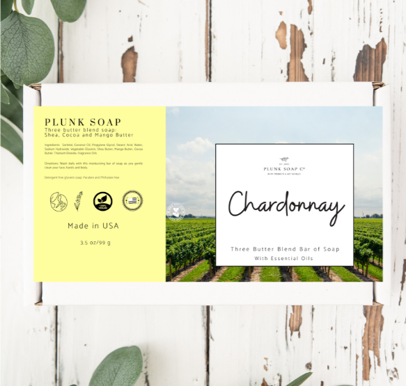 Chardonnay Scented Artisian Bar of Soap with Shea Butter, Mango Butter and Coco Butter Blend