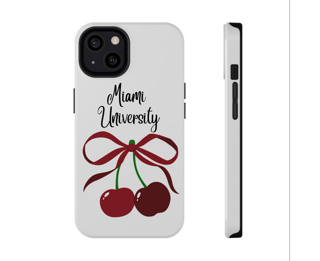 Customizable: Cherry Bow Impact-Resistant Case for Smartphones | Cute Phone Cover | Gift for Her | Cherry Lover's Accessory | Durable Phone Case
