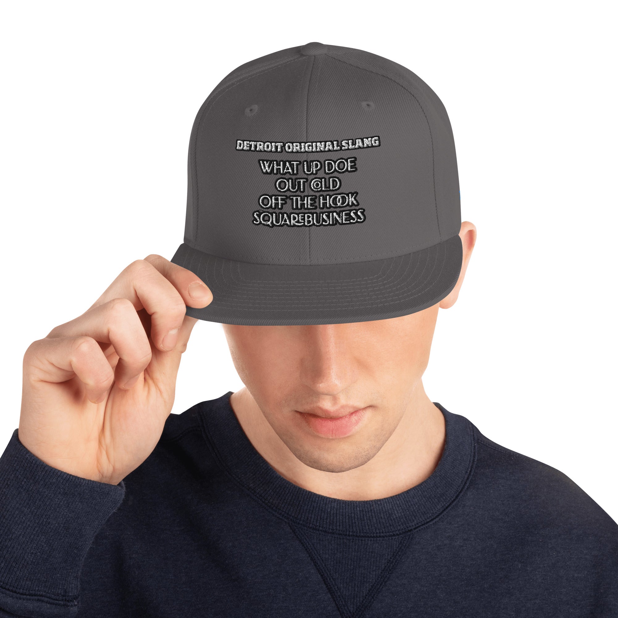 Detroit Original Slang Embroidered Snapback Hat - 6-Panel Classic Fit